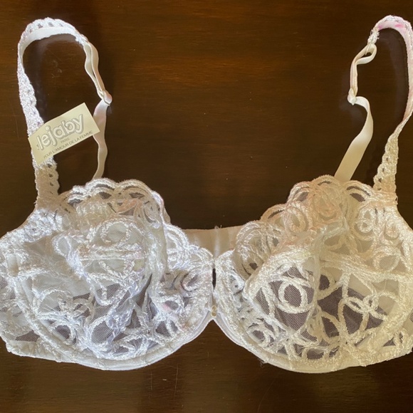 Maison Lejaby Gilda 5231 WHITE Mesh Lace Bra French Lingerie 36C Underwire as-is - Picture 10 of 10